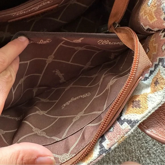 Wrangler Women's Tote with Geometric Design - Brown and Cream - Picture 5 of 9